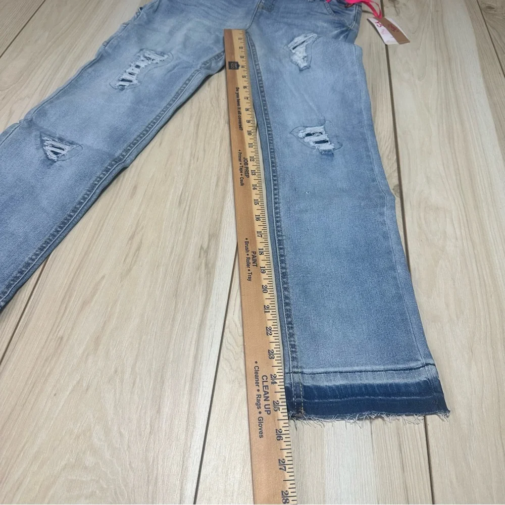 NEW GIRLS JUSTICE distressed Denim Jean Overalls‎ SIZE 14 SLIM
